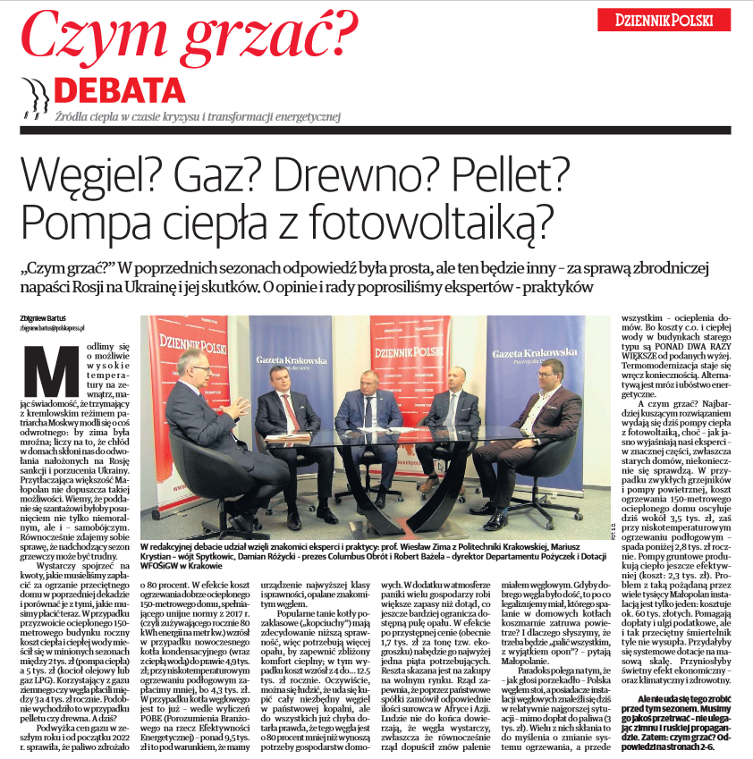 Czym grzać w Małopolsce? Debata z udziałem eksperta Katedry Energetyki PK prof. Wiesława Zimy