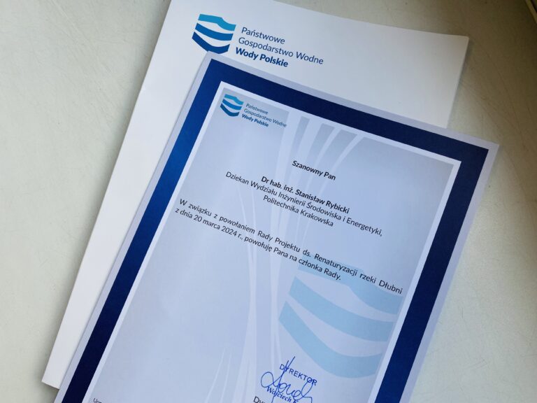 Dziekan WIŚiE PK w Radzie Projektu ds. Renaturyzacji rzeki Dłubni