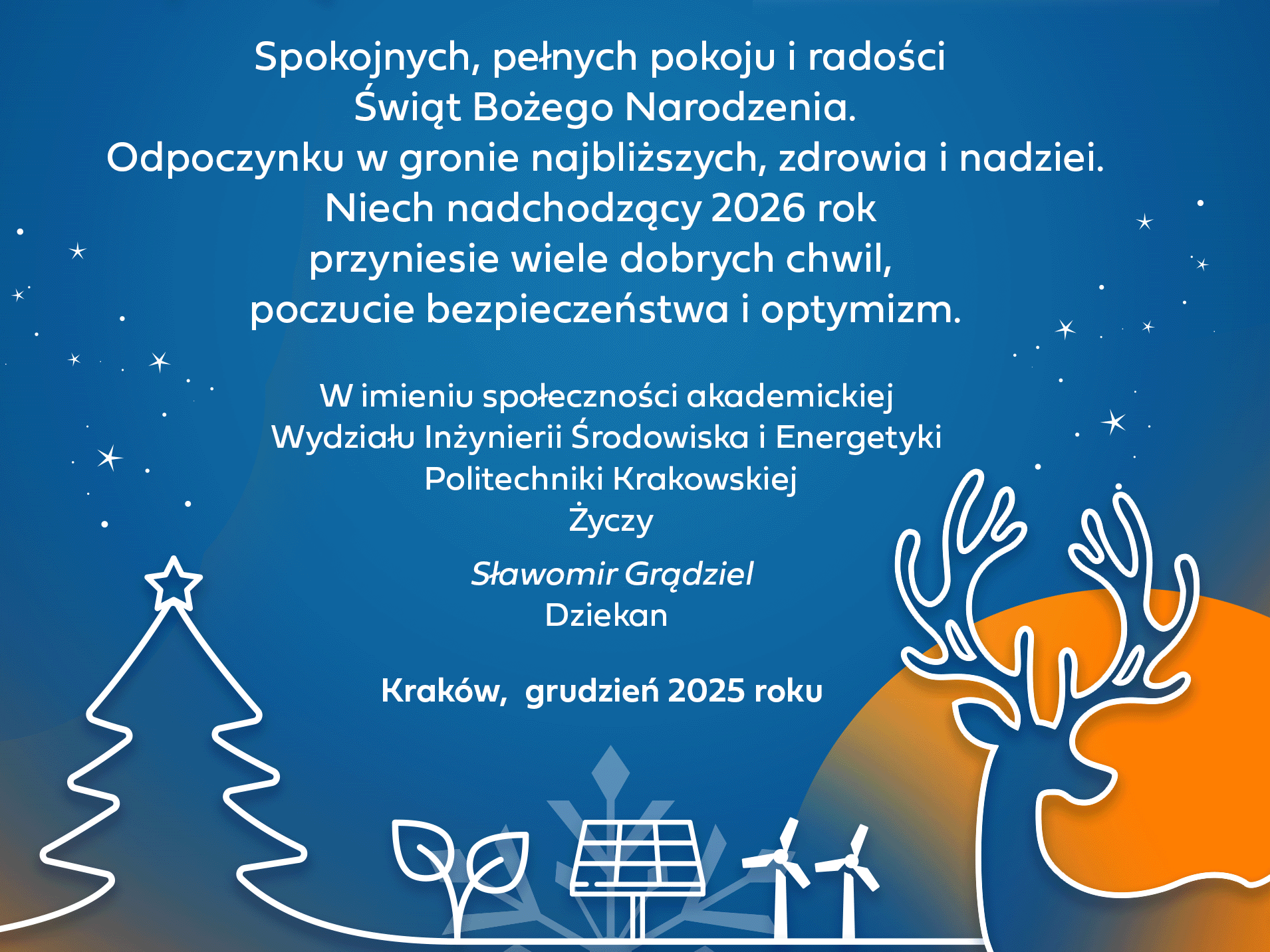 Świąteczne życzenia Dziekana WIŚiE PK