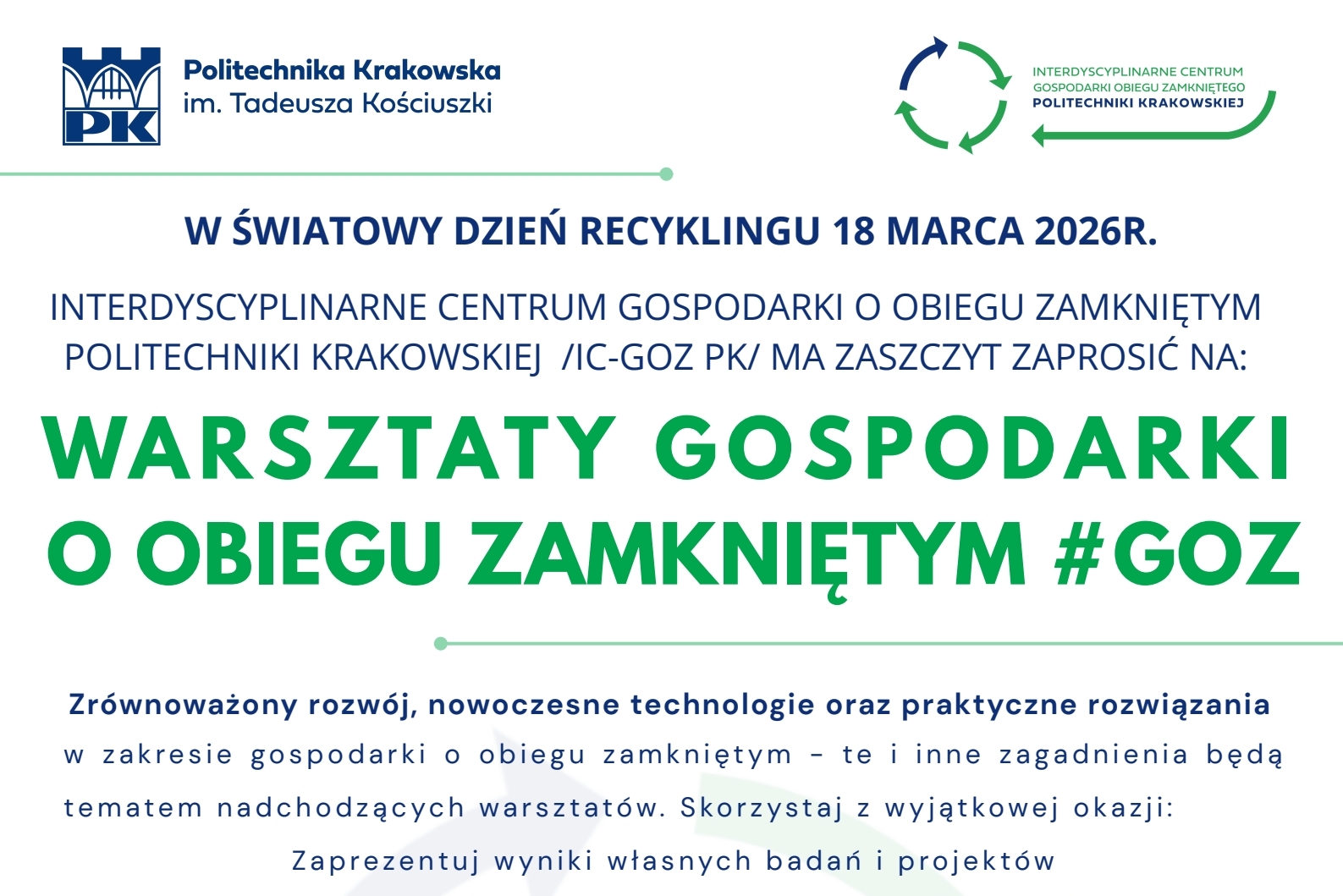 Warsztaty gospodarki o obiegu zamkniętym (GOZ) – przedłużenie zapisów